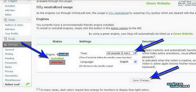 settingonlineleaf 1 Menghemat energi saat blogging : pluggin onlineleaf