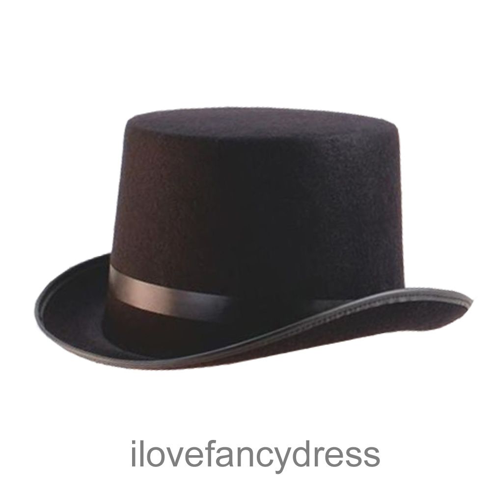 BLACK FELT TOP HAT MAGICIAN FANCY DRESS DANCE SHOW VICTORIAN COSTUME