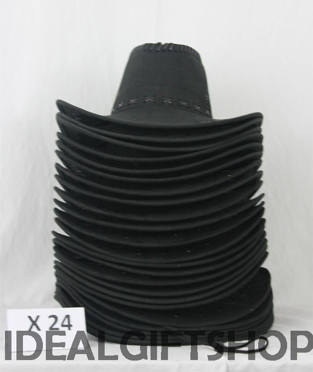 BLACK FAUX SUEDE HAT COWBOY STETSON HATS SHERIFF WILD WEST BULK