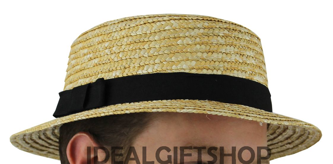 STRAW BOATER HATS SUMMER SCHOOL FANCY DRESS MENS LADIES UNISEX COSTUME eBay