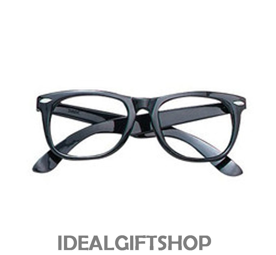 Geek Glasses Spectacles Black Frame Nerd Book Worm Fancy