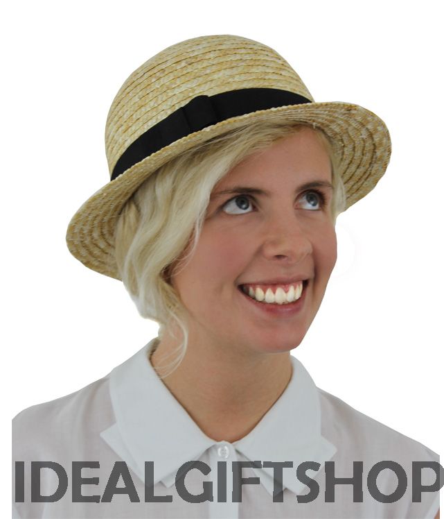 STRAW BOATER HATS SUMMER SCHOOL FANCY DRESS MENS LADIES UNISEX COSTUME eBay