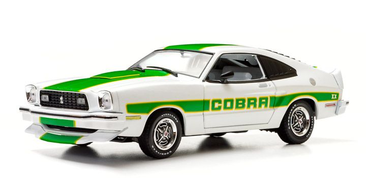 1:18 1978 Ford Mustang II Cobra II - white with green billboard stripes