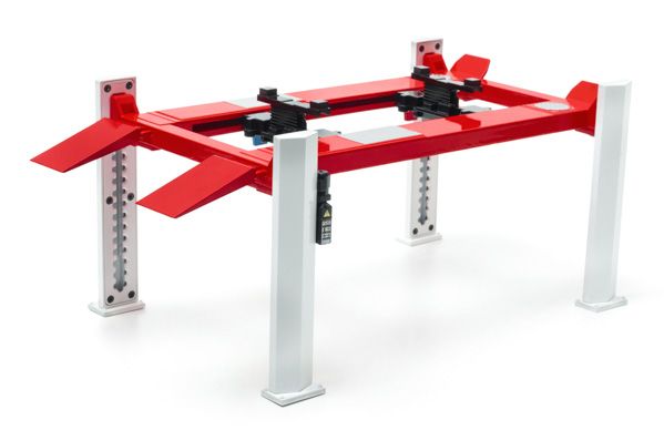 1:18 Adjustable Four Post Lift - White w-Red