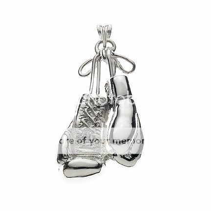 WHITE TRASH CHARM BOXING GLOVES NECKLACE IN STERLING SILVER  