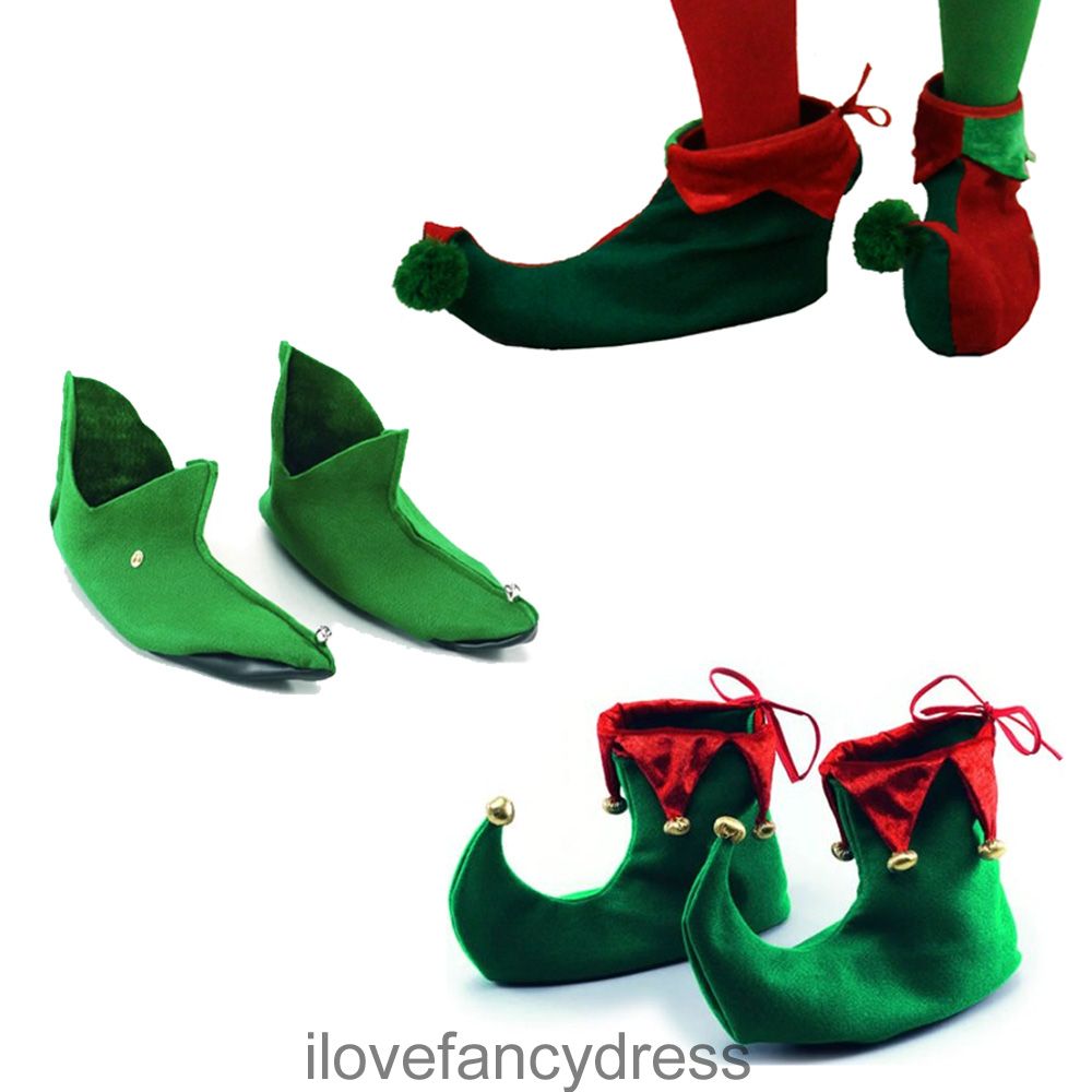 ELF SHOES CHRISTMAS FANCY DRESS JESTER BOOTS SANTA'S HELPER COSTUME ...