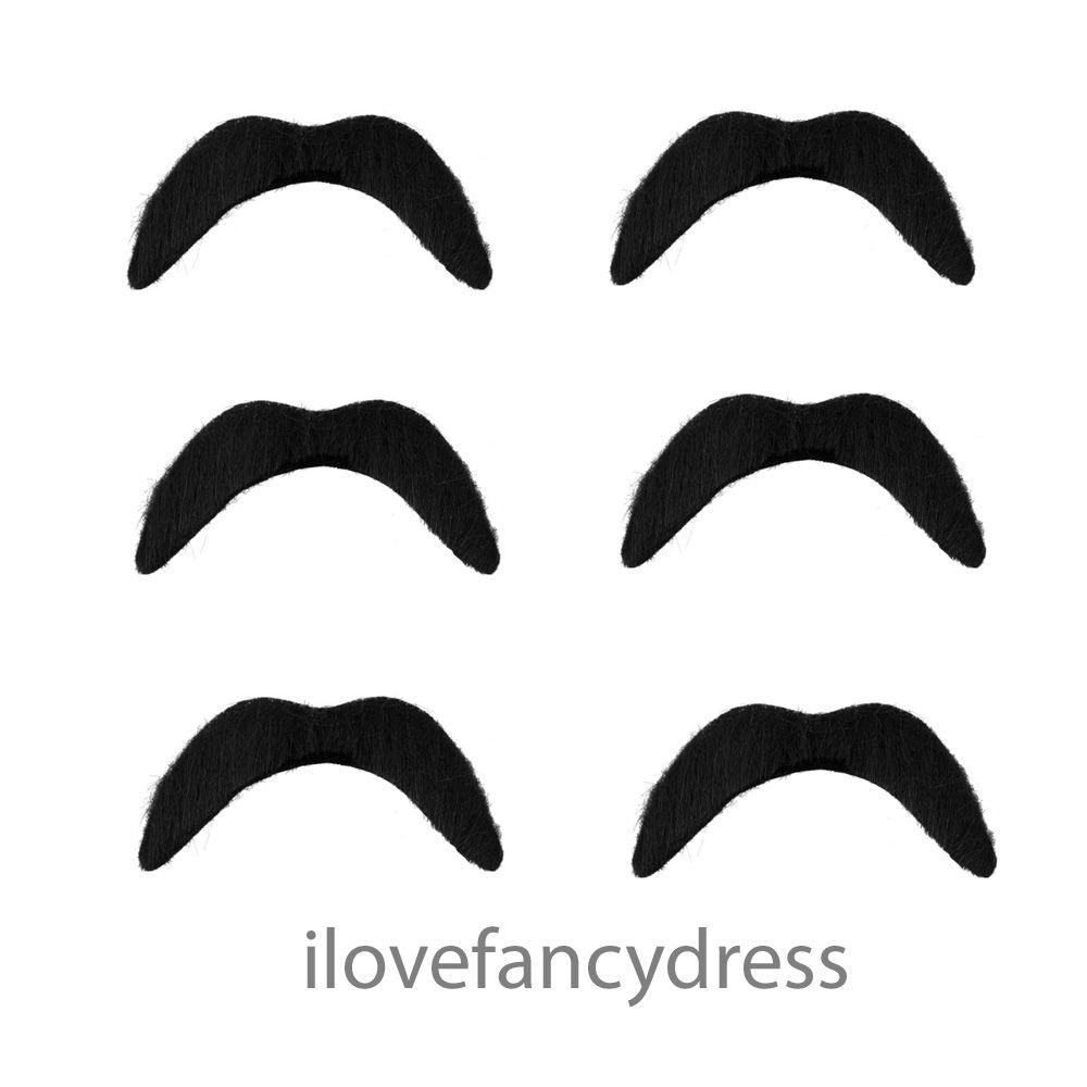 MEXICAN MOUSTACHE BLACK STICK ON FANCY DRESS 70S ACCESSORIES CHOOSE ...