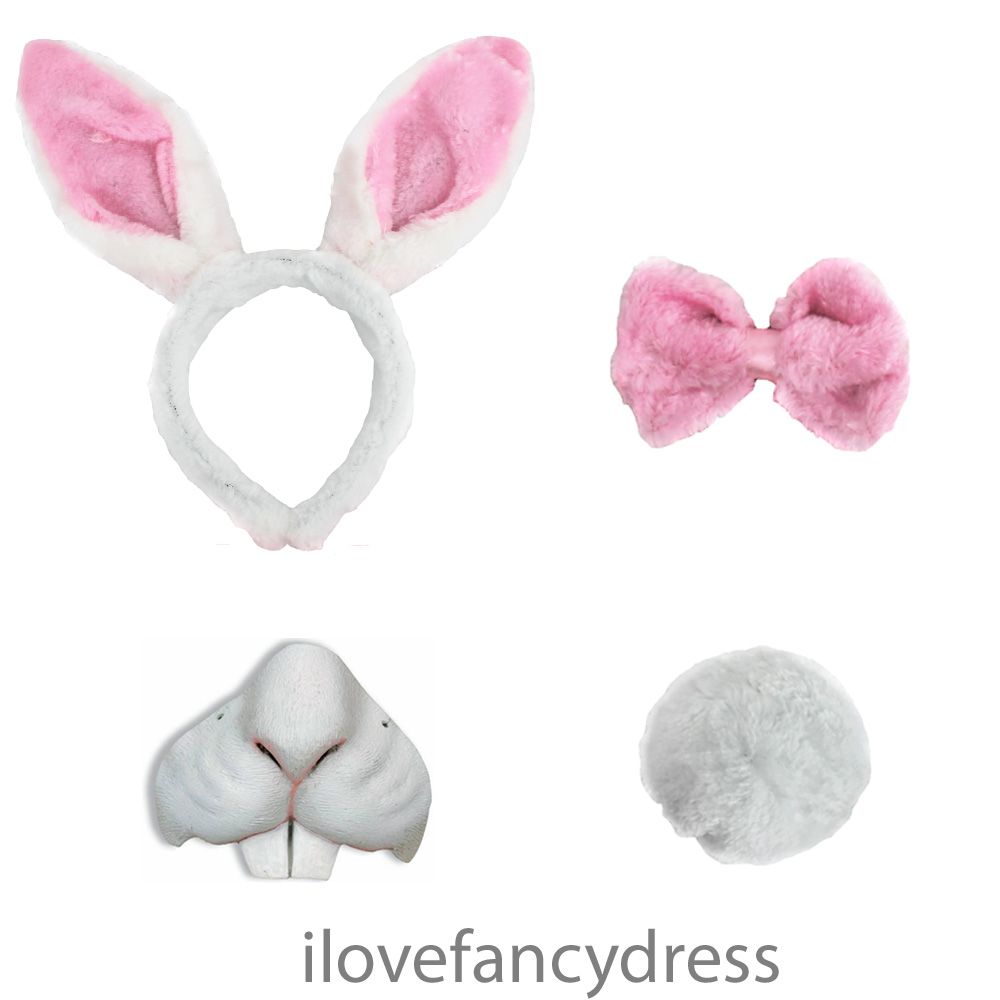 WHITE RABBIT FANCY DRESS SET & RABBIT NOSE TEETH BOOK WEEK CHARACTER ...